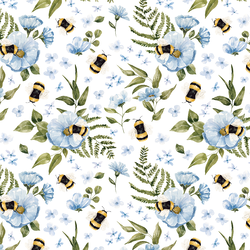 Floral Bees in White