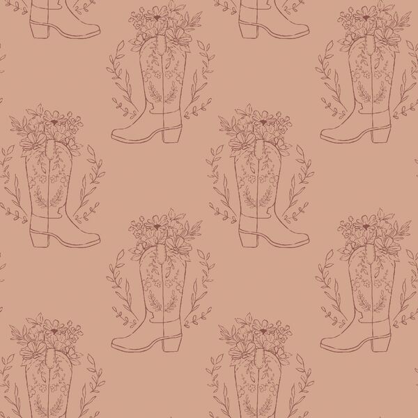 Cowgirl Boot Sketch in Wildflower Pink