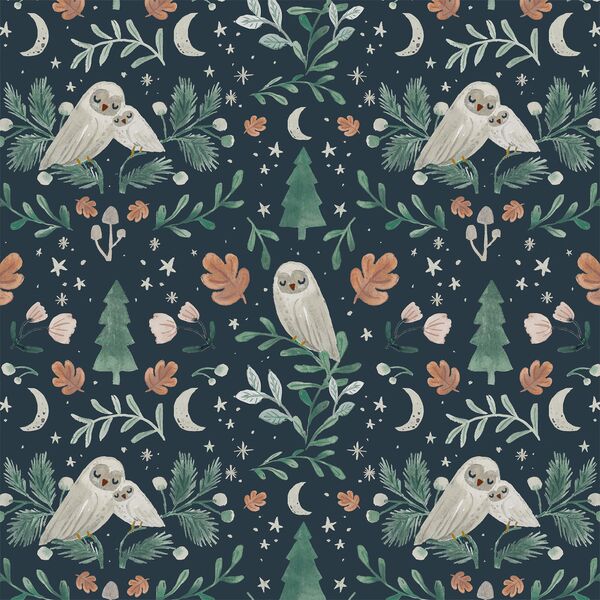 Hibernating Owl in Twilight Blue