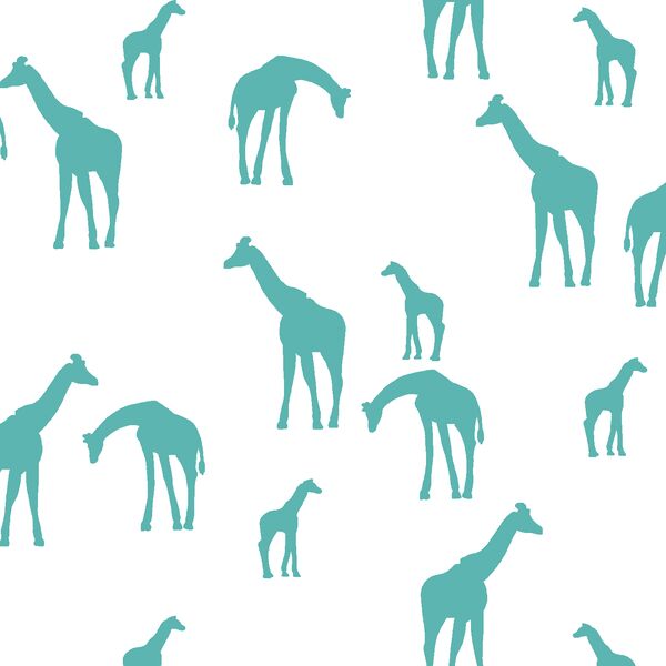 Giraffe Silhouette in Seafoam on White