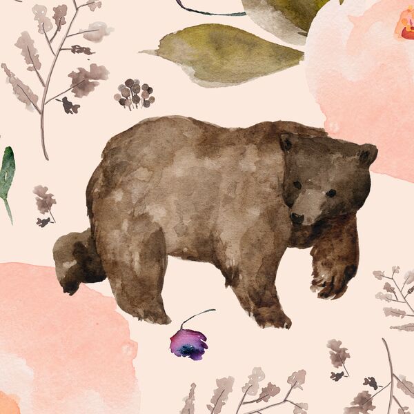 Large Floral Bear in Soft Peach