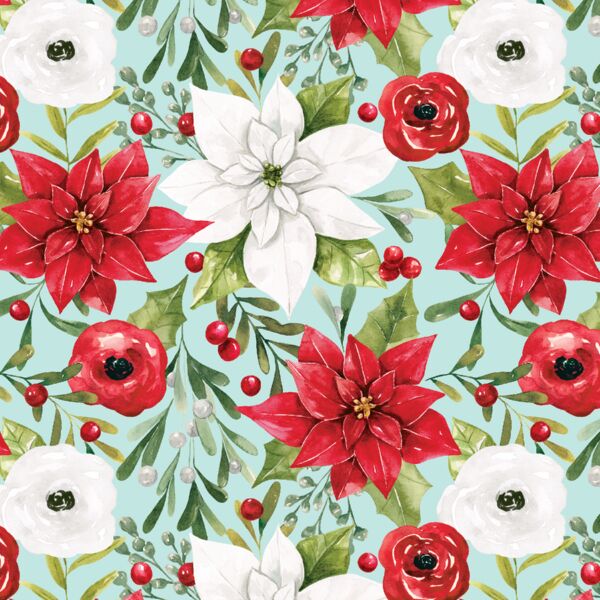 Holiday Floral in Aqua