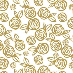 Tea Roses in Gold on White