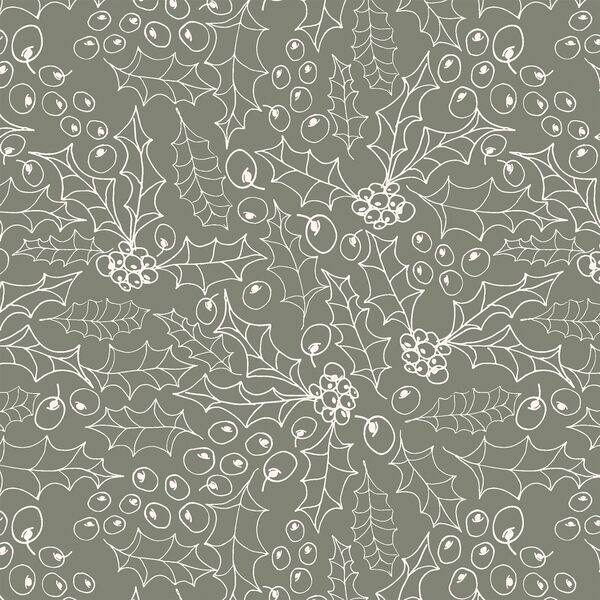 Holly Sketch in Moss Green