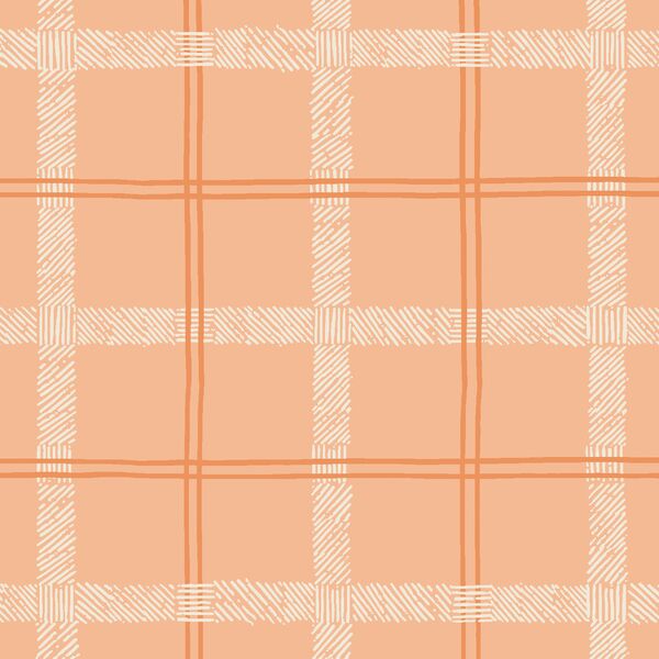 Textured Tartan in Peach Cream