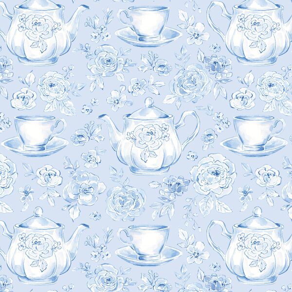 Garden Tea Party in Sky Blue