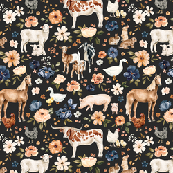 Meadow Farm Animals in Charcoal