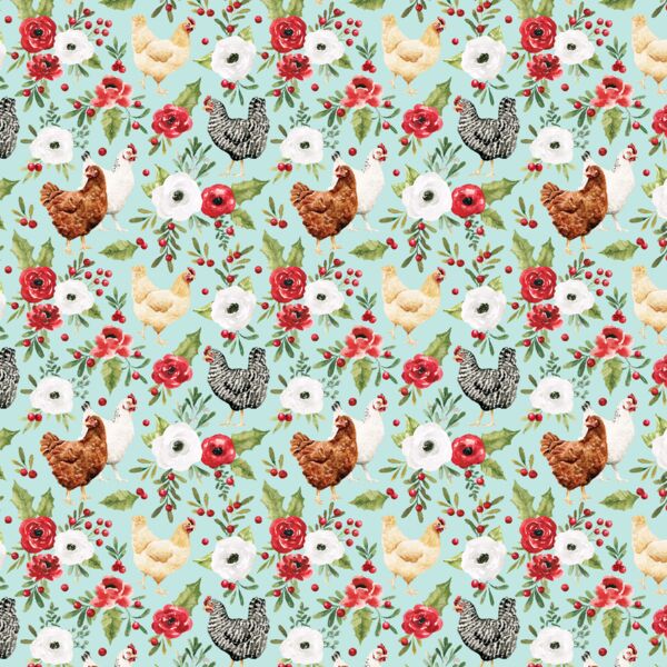 Little Festive Chickens in Aqua