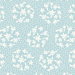 Floral Dot Silhouette in Ivory on Airy Blue