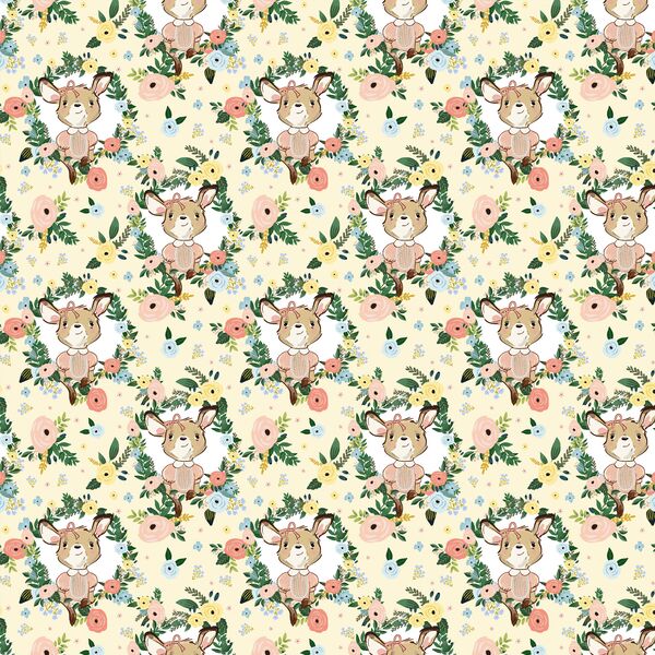 Floral Girl Kangaroo in Yellow