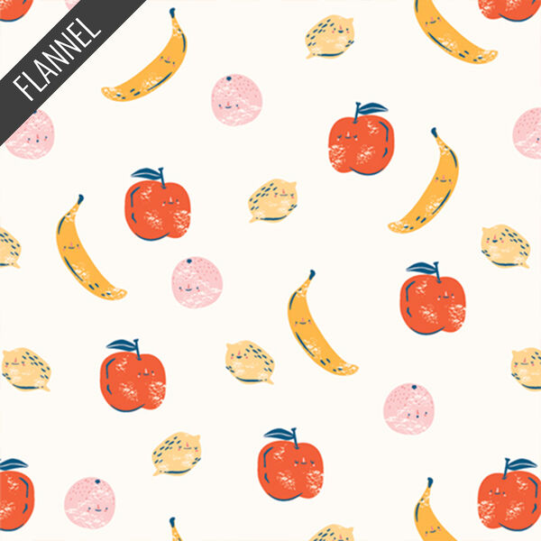 Fruit Salad Snug Flannel in White Linen