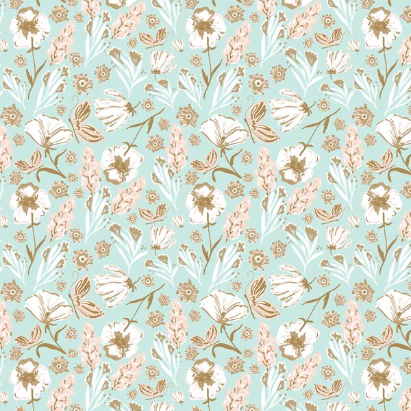 Small Butterfly Field in Light Mint