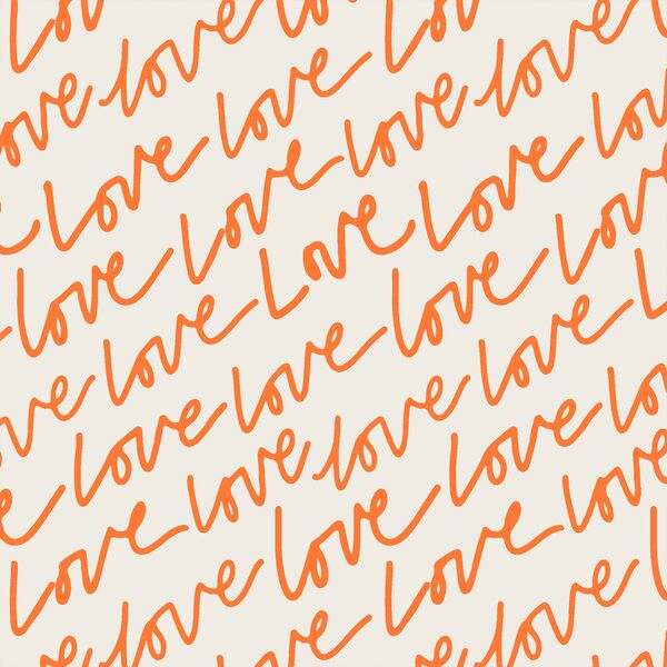 Words of Love in Papaya Orange on Vanilla