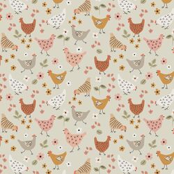 Chickens and Flowers in Spring