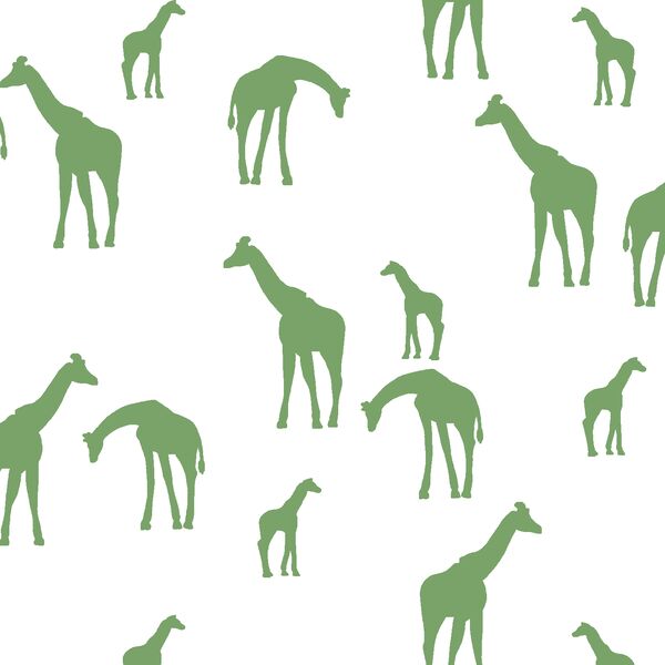Giraffe Silhouette in Pistachio on White