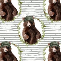 Honey Bear Wreath in Sage Stripes