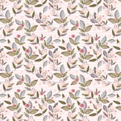 Little Tossed Floral on Stripes in Soft Blush