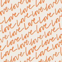 Words of Love in Papaya Orange on Vanilla