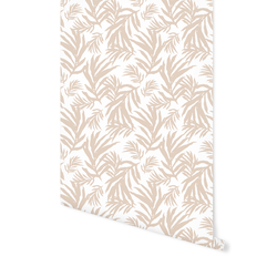 Pretty Palm Fronds in Natural Tan on White