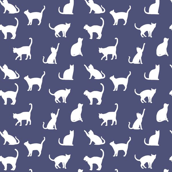 Cat Silhouette in Indigo
