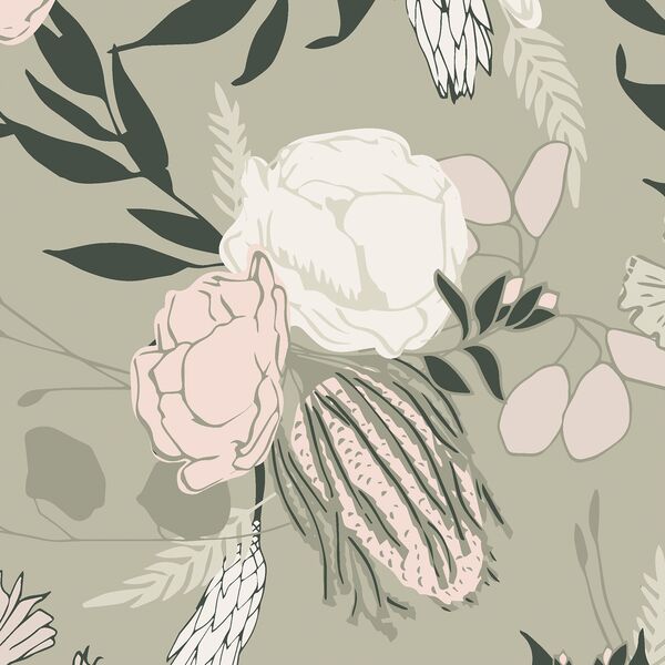 Large Emley Floral in Soft Lichen