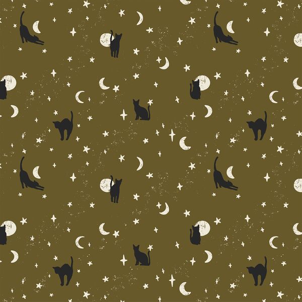 Moonstruck Cats in Olive Green