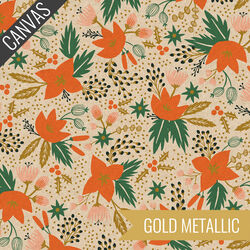 Poinsettia Canvas in Cream Unbleached Metallic