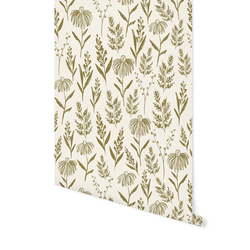 Perennials in Olive on Cream