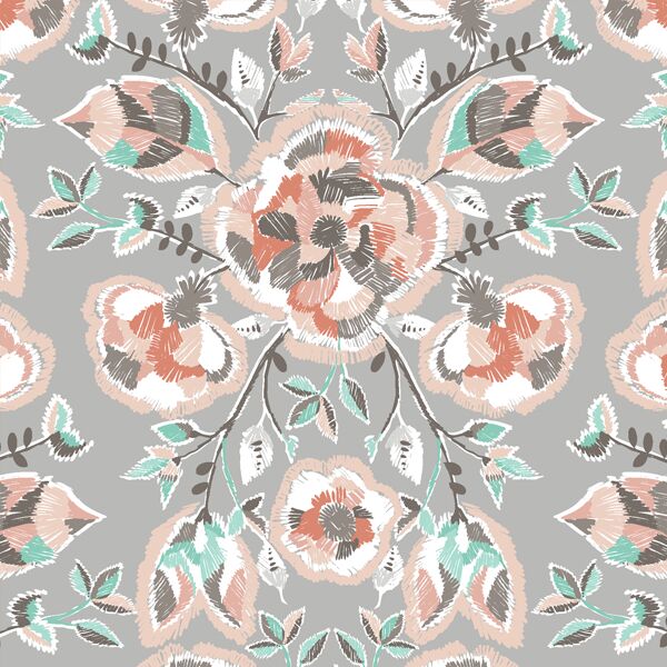Stitch Floral in Pebble