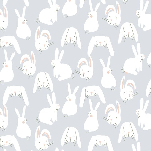 Spring Bunnies in Soft Blue