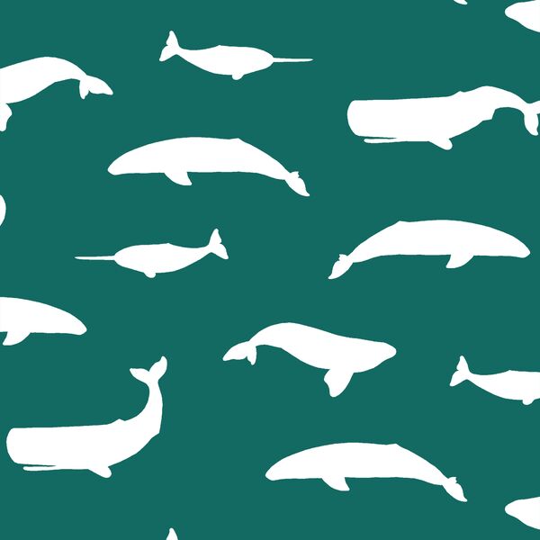Whale Silhouette in Emerald