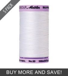 White (9104-2000) - Silk Finish Cotton 50wt - 547 Yards (5 Pack)