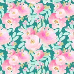 Little Plush Peonies in Jade Green