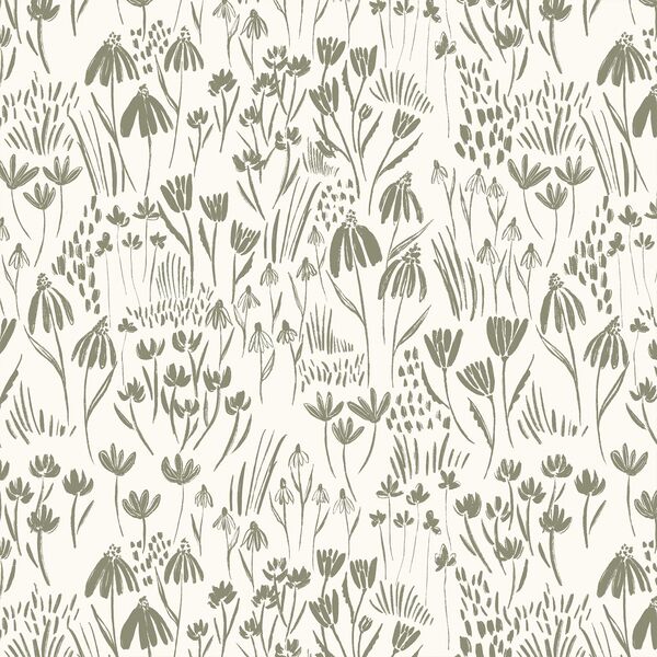 Forest Floral in Artichoke on Cream