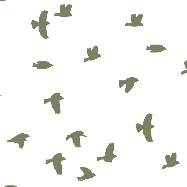 Flock Silhouette in Olive on White