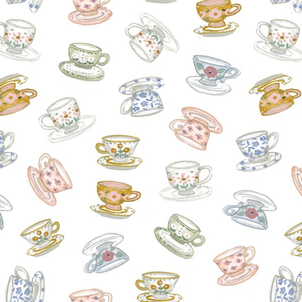 Tossed Tea Cups in White