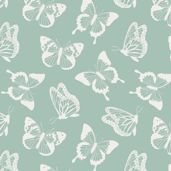 Fluttering Butterflies in Aqua Spring
