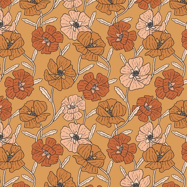 Poppy Floral in Amber Gold