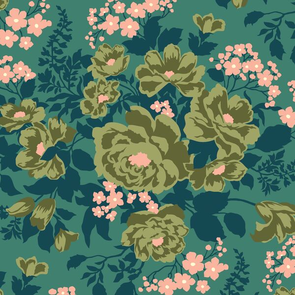 Rose Bouquet in Jade Green