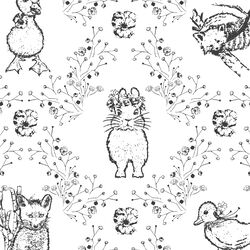Large Bunny and Friends in Onyx on White