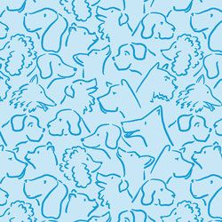 Large Happy Dogs in Blue Mist