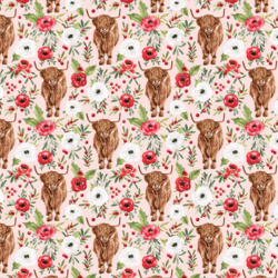 Little Festive Highland Cow in Pink