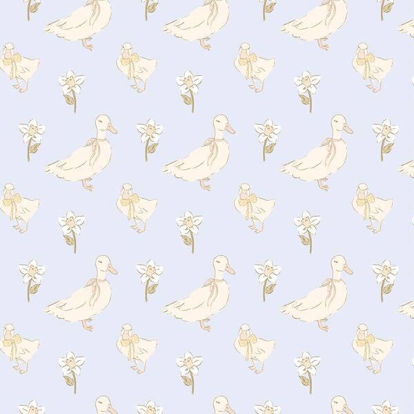 Wandering Duckies in Soft Periwinkle
