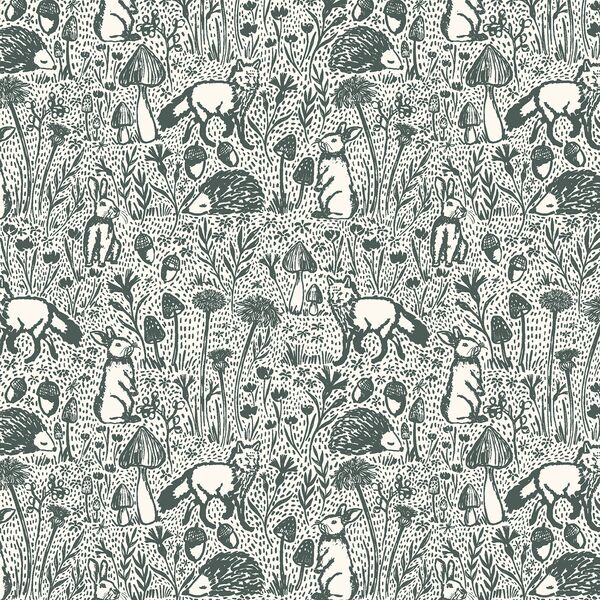 Woods of Whimsy in Pine on Cream