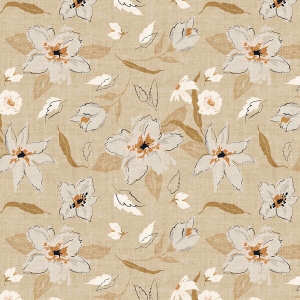Freehand Floral in Tan