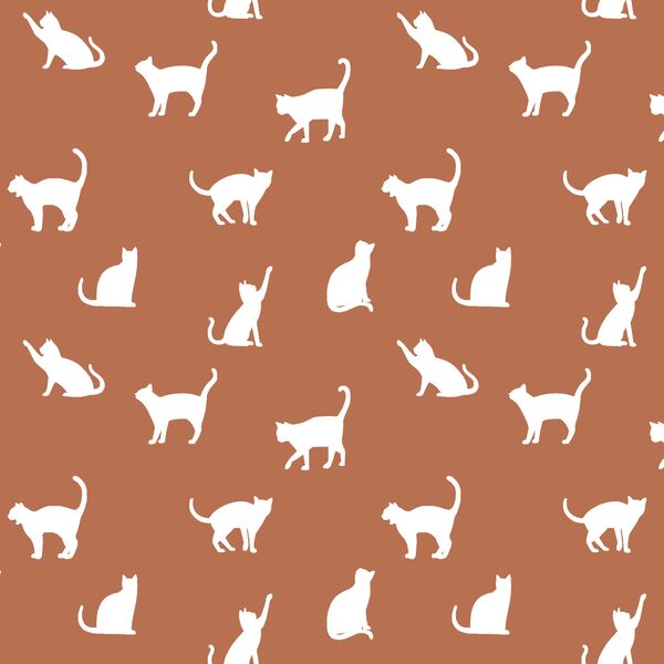 Cat Silhouette in Terracotta