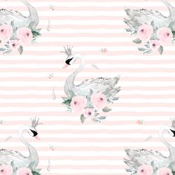 Blush Swans in Soft Blush Stripes