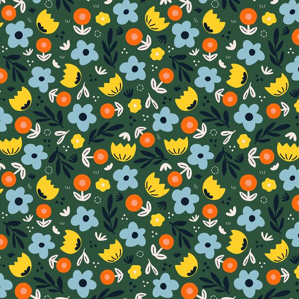 Floral in Dark Green