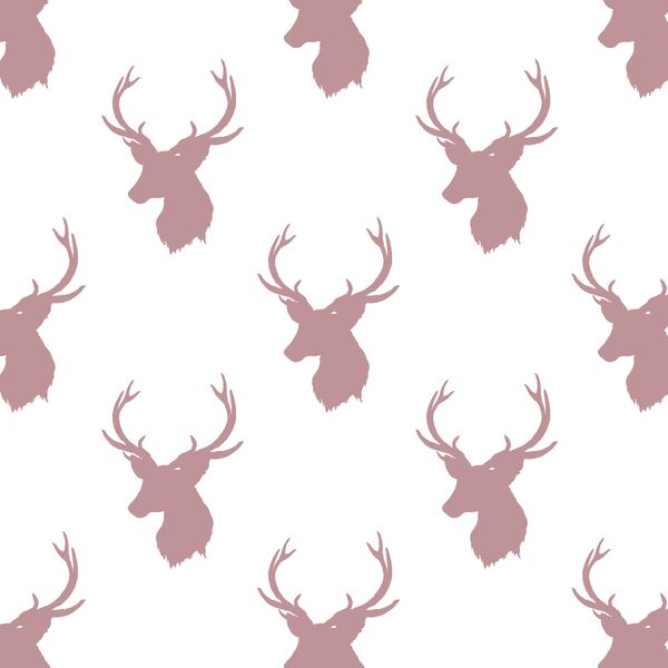 Little Stag Silhouette in Antique Rose on White