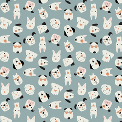 Pups in Dusty Blue